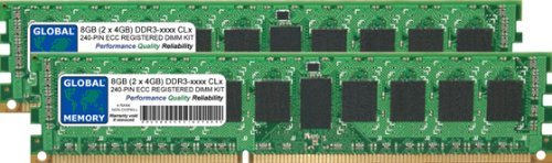 8GB (2 x 4GB) DDR3 800/1066/1333MHz 240-PIN ECC REGISTERED DIMM (RDIMM) MEMORY RAM KIT COMPATIBLE WITH SERVERS/WORKSTATIONS/MOTHERBOARDS (4 RANK KIT NON-CHIPKILL)