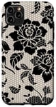 Coque pour iPhone 11 Pro Max Étui de téléphone esthétique pour iPhone avec mosaïque en dentelle noire