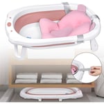 Baignoire Pliable pour Bébé avec Coussin de Bain Bassin de Douche Portable, Ergonomique, Antidérapante, Ultra Compacte, pour Nouveau-né, Bébés de 0