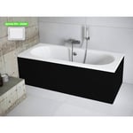 Baignoire rectangulaire - avec Tablier Noir Mat et Repose Tête offert vitae 180x80 - Noir