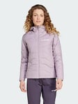 adidas Terrex Multi Synthetic Insulated Hooded Jacket, Purple, Size Xs, Women