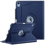 FINTIE Coque pour iPad 10ème Génération 2022 10.9 Pouces - [Rangement de Stylet] Housse Rotative à 360° Étui Veille/Réveil Automatique Protection iPad 10 2022, Bleu Foncé