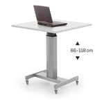 STIER Office Table assis-debout à réglage en hauteur électrique 80x60 cm, mélaminé blanc, 68-120 cm