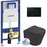 Pack wc Bati-support Geberit wc Swiss Aqua Technologies Infinitio noir mat sans bride + Plaque noire foncee (GebBlackInfinitio