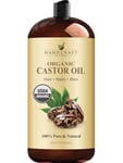 Handcraft Blends Organic Castor Oil - 828 ml - 100% Pure and Natural - Premium Grade Oil for Hair Growth, Eyelashes and Eyebrows - Carrier Oil - Hair and Body Oil