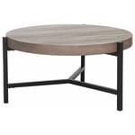 Table Basse Ronde 70 cm en mdf Effet Bois Clair et Structure en Métal Noir de Style Contemporain pour Salon Moderne ou Vintage Beliani