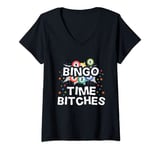 Womens Bingo Time Bitches | Funny Bingo Lover Funny Bingo V-Neck T-Shirt