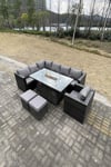 Outdoor Corner Sofa Gas Fire Pit Table Sets Heater 9 Seater