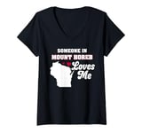 Womens Someone in Mount Horeb Loves Me Wisconsin Funny WI Humor V-Neck T-Shirt