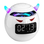 2022 Dernier petit diable Bluetooth Haut-parleur Horloge Réveil Audio Mini subwoofer peut s'insérer dans le lecteur de musique de carte TF de 32 Go, CN- blanc