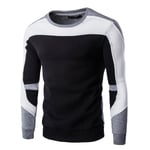 Herrtröjor med rund hals långärmad tröja Top Casual Sweatshirt Grey And Black M