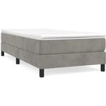 Lit adulte-90x190 cm, Sommier à lattes de lit + matelas Gris clair Velours PEOR30455 Maisonchic