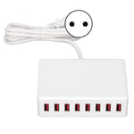 Chargeur Multi Usb 40w Avec 8 Ports, Station De Charge Usb De Bureau, Adaptateur De Voyage Universel, Prise 100-240veu