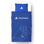 Character World PlayStation Official Single Duvet Cover Set | Hand Control Gaming Design Reversible 2 Sided Bedding Including Matching Pillow Case Brands Single Bed Set | Polycotton, Blue