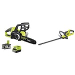 Ryobi RCS1830-150 18V ONE+ Cordless Brushless 30cm Chainsaw Kit (1 x 5.0Ah) & OHT1845 18V ONE+ Cordless 45cm Hedge Trimmer (Body Only)