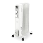 Geepas Oil Filled Radiator Heater, 1500W | Energy Efficient Electric Heater, 3 Power Settings(600/900/1500W), Adjustable Temperature & Low Running Cost | 2 Year Warranty, 7 Fins, White