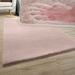 Paco Home - Tapis Salon Adulte Poil Long Shaggy Lavable En Machine Moelleux Pelucheux RosaRose 60x90 cm