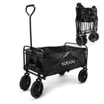 Chariot Enfant Pliable Noir 100 kg Transport Marchandise Outils Tout-terrain Plage Nature - Toboli