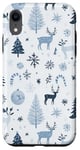 Coque pour iPhone XR Minimalist Light Blue Christmas Trees pattern Cover