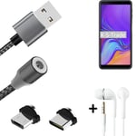 Data charging cable for + headphones Samsung Galaxy A7 (2018) + USB type C a. Mi