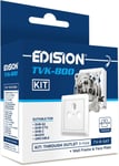 Prise Satellite TV TVK-800 KIT: Prise de Passage TV-R-Sat 3 connecteurs Compris la Caratula et Cadre de Montage,DVB-S2,Unicable,DVB-T/T2,DVB-C,Radio,FM,Dab+,Passe DC,3 Sorties(Q277)