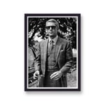 Vintage Photography Archive Steve McQueen Three Piece Suit Persol Sunglasses The Thomas Crown Affair B&W - Black Wood - One Size