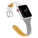 Apple Watch Series 4 40mm kolmivärinen aitoa nahkaa oleva kellonauha - Valkoinen / Harmaa Khaki Ruskea