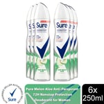 Sure Women Anti-perspirant 72H Nonstop Protection Deodorant, 250ml 6 Pack