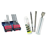 Bosch Accessories 8x Coffret Forets SDS plus-3 (pour Béton, Tough Box, Ø 5–10 mm, Accessoires Rotary Hammer Drills) & 3 pièces it de burins SDS plus