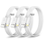 Câble iPhone 1M Lot de 3, Câble Chargeur iPhone 1M[MFi Certifié], Cable Lightning USB Cordon iPhone Fil Chargeur iPhone Cable iPhone Charge Rapide pour iPhone 14 13 12 11 Pro Max/XS/XR/SE/8/7,iPad