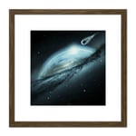 Space Stars Light Planet Galaxy Meteoroid 8X8 Inch Square Wooden Framed Wall Art Print Picture with Mount