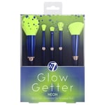 W7 Cosmetics Glow Getter Neon Makeup Brush Set - 5 Piece Cosmetics Powder Blush