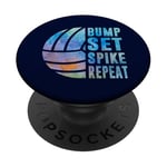 Bump Set Spike Repeat Aquarelle Volleyball Femmes Adolescentes Filles PopSockets PopGrip Adhésif