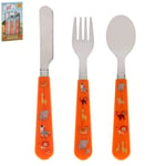 Orange Zoo Animals Cutlery Set for Kids Spoon Fork Knife Toddlers Boys Girls