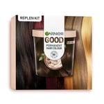 Garnier Good Permanent Hair Dye Replen Kit, 4.0 Cacao Brown, Up To 100% Grey Coverage, 8 Weeks Long-Lasting Colour, No-Drip Application