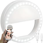 Anneau Lumineux à Selfie Ring Light pour téléphone Portable avec 3 Couleurs réglables et 36 LED - Rechargeable par USB - pour Le Maquillage, la vidéo Youtube et Instagram