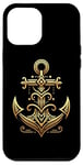 Coque pour iPhone 15 Pro Max Symbole de la mer ancre cool dans le style art déco de Noël