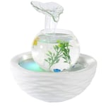 ZHIRCEKE Fontaine d'intérieur Céramique Eau Fontaine Tabletop Crystal Ball Chanceux Fontaines Plant Air Humidificateur LED Lumière Home Décor Fontaine Fontaine,C