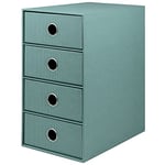 Rössler SOHO Boîte de rangement à 4 tiroirs, en papier, organiseur de bureau, tiroirs, accessoires de bureau et fournitures de bureau, 18 x 25 x 32 cm, 1 pièce, Couleur : vert, opale