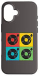 Coque pour iPhone 16 Disques vinyles de style vintage collectionnant les amateurs de musique pop art