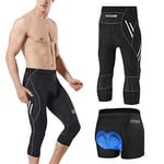 MEETWEE Cyclisme Pantalons 3/4 Homme, Vélo Corsaires Respirant 3D Gel Silicone Long Bike Compression Leggings Cycliste Pantalon de Vélo Pantalon (Noir, XL)