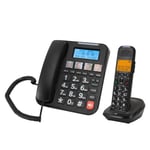 US Plug 100‑240V Black Corded And Cordless Phone 2in Screen Expandable Big B Hot