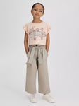 Reiss Kids' Saskia Floral Logo Ruffle Cropped T-Shirt, Pink