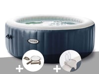 Kit spa gonflable Intex PureSpa Blue Navy rond Bulles 6 places + Kit d'entretien + Porte-verre