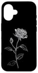 Coque pour iPhone 16 Rose June Birth Flower Minimalistic Black and White