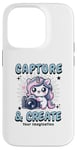 Coque pour iPhone 14 Pro Appareil photo mignon Photographe Licorne Capture et