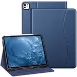 FINTIE Coque pour iPad Pro 13 Pouces 2024 M4 - [Rangement de Stylet] Housse Multipositions avec Poche de Document, Etui Folio Veille/Réveil Automatique, Bleu Marine