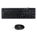 UNYKAch Kit Clavier et Souris OEM Espagnol, QWERTY, avec câble, 105 Touches à Membrane, 1200 dpi, Connexion USB, Silencieux, Ergonomique, Windows, Mac, Android, Linux