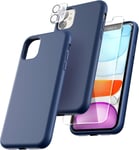 5 En 1 Coque Iphone 11, 1 Coque Iphone 11 + 2 Verre Trempé + 2 Protection Camera, Résistant Aux Rayures Antidérapant Silicone Ét