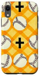 Coque pour iPhone XR Coque Pop Art jaune motif damier baseball